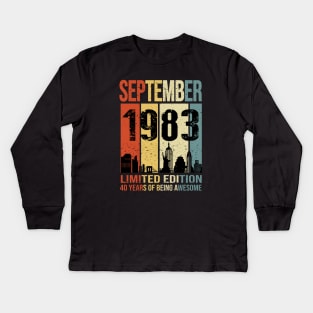 Made In 1983 September Years Of Being Awesome Kids Long Sleeve T-Shirt